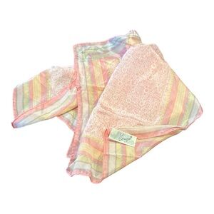 Kenya Vintage 100% Silk Scarf in delicate pastel colors Pink/yellow. AR16